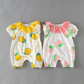 

Newborn Baby Girl Clothing Infant Strawberry Pineapple Printed Cotton Summer Short Sleeve Romper BABY Cute Jumpsuit Outfit 0-18M