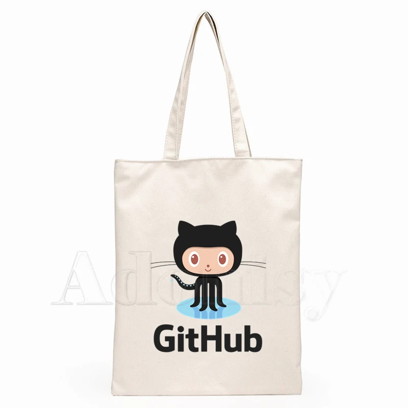 

Geek Programmer Github Ladies Handbags Cloth Canvas Tote Bag Shopping Travel Women Eco Reusable Shoulder Shopper Bolsas De Tela