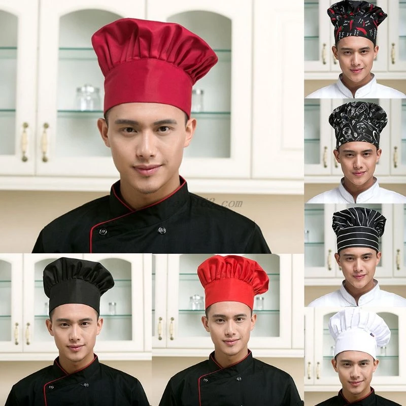 1 шт. рабочая шапка шеф повара для ресторана кухни одноцветная в полоску с принтом