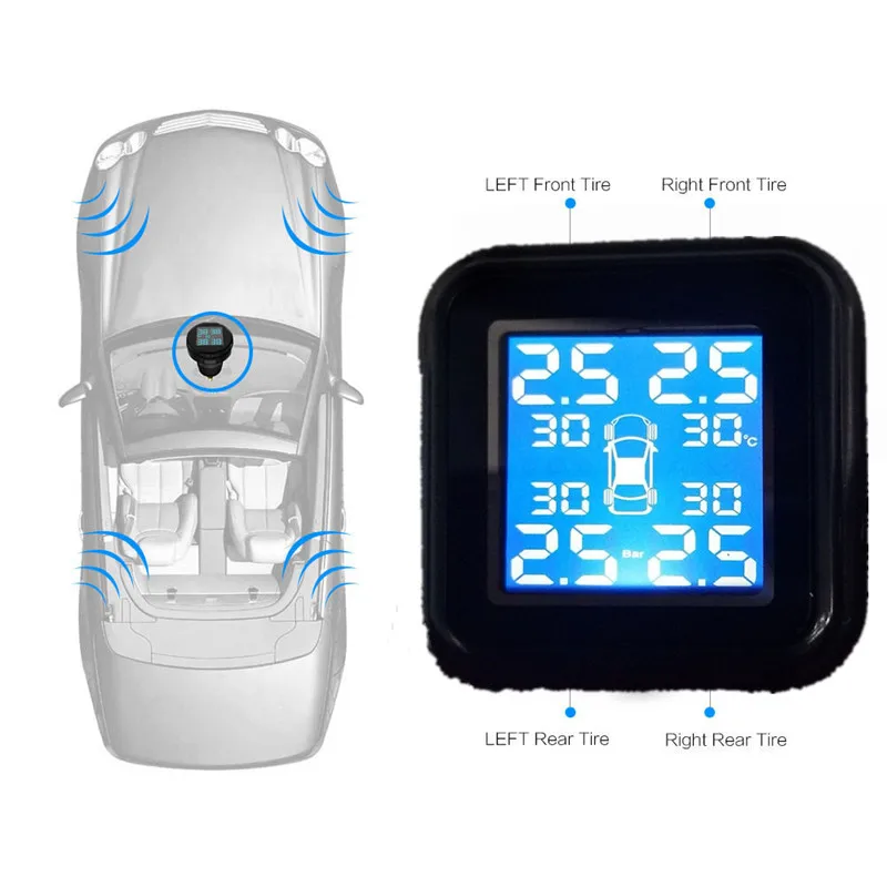 TPMS lcd Беспроводная автомобильная система контроля давления в шинах, сигнализация давления в шинах, внешний и внутренний датчик, комплект, автомобильные аксессуары