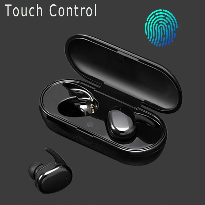 Black Touch Control Беспроводные наушники от YOU FIRST Bluetooth 5.0 наушники TWS спортивные стерео bluetooth наушники гарнитура с загрузочной коробки - Цвет: Black Touch Control