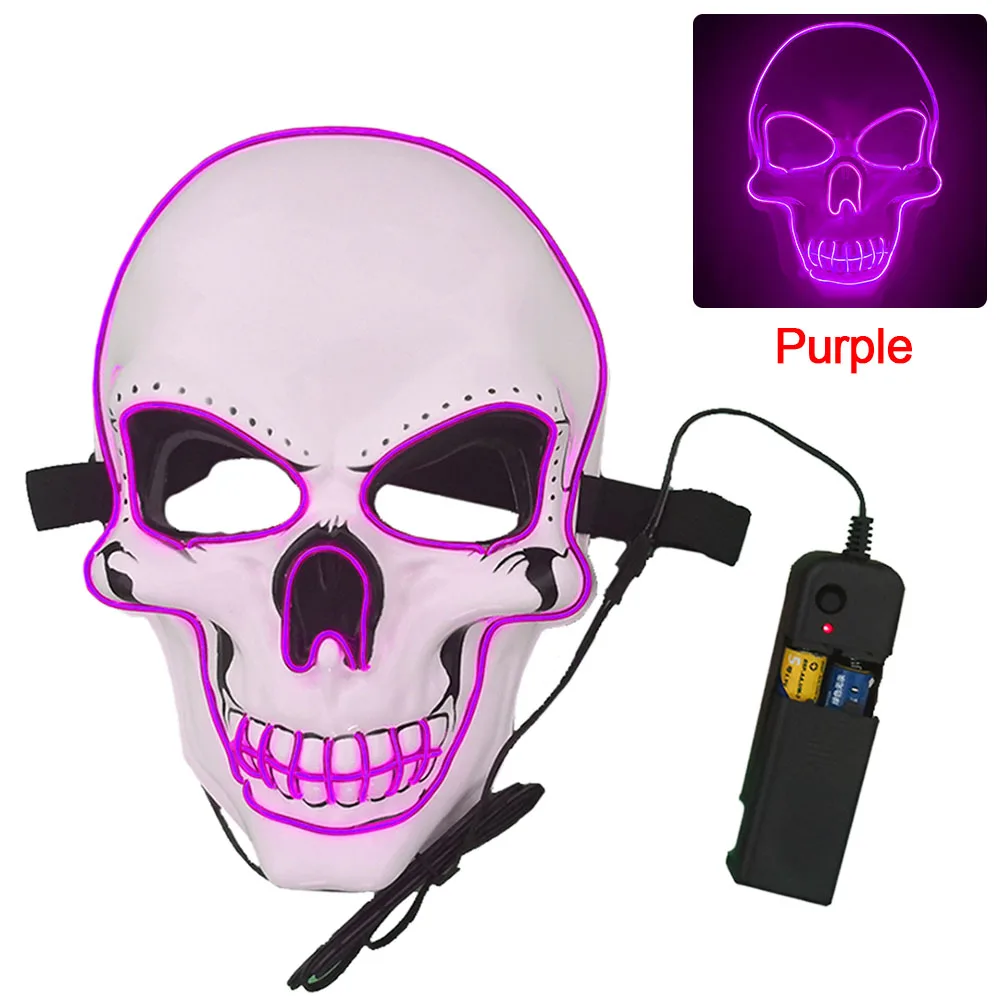 Маска, светодиодный светильник на Хэллоуин, Вечерние Маски для лица, маска для косплея, тушь для ресниц, маска для ужасов, светящаяся в темноте, ночная, Вечерние Маски - Цвет: Purple 2 mask mask