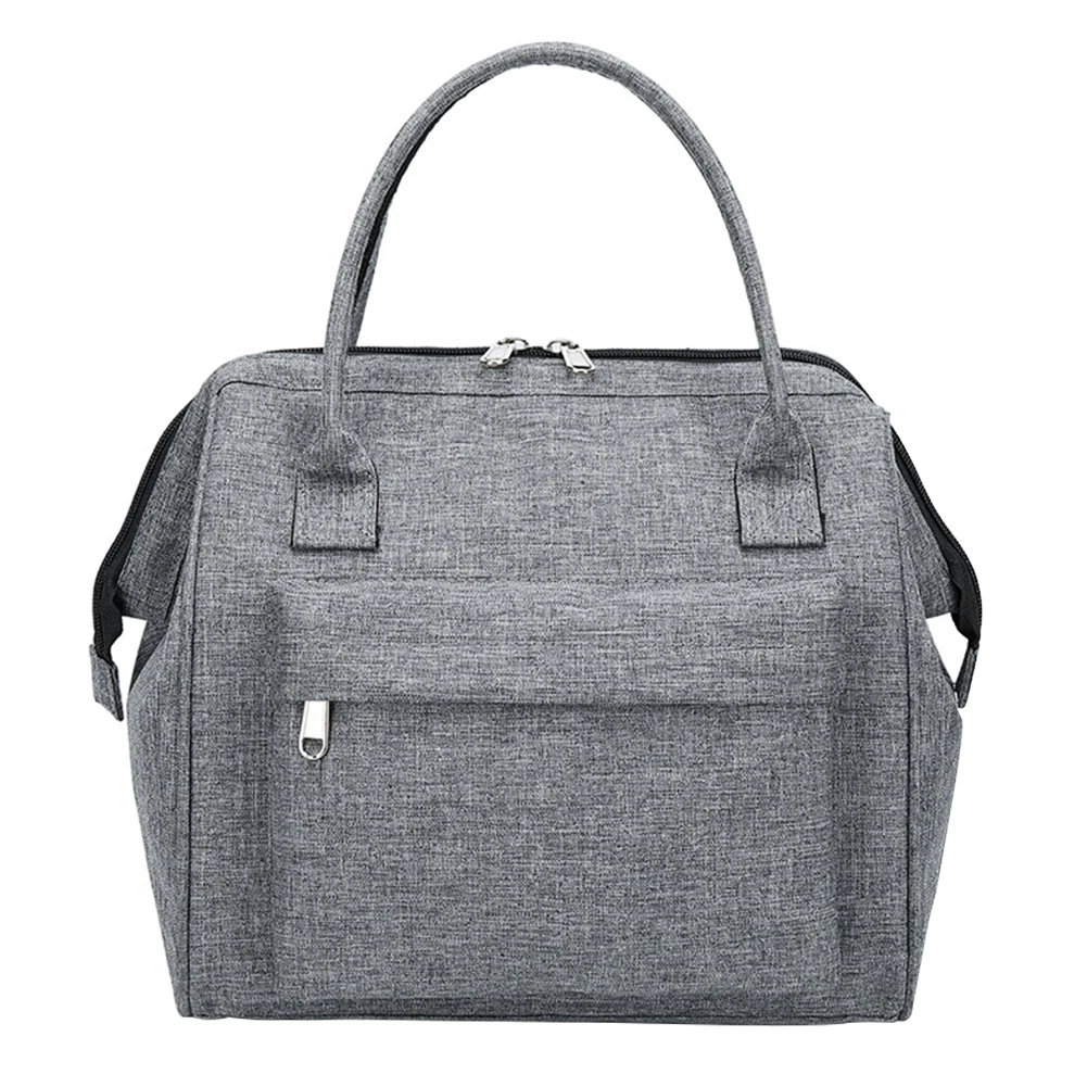 Bolsa de Almoço à Moda Alça com Zíper Resistente ao Desgaste Grande Transportar Bolsa Isolado Entrega Piquenique Multifuncional Oxford Pano Tote