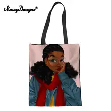 3D Искусство афро Леди Девушки Печать Холст Многоразовые женская сумка-шоппер складной продуктовый сумки для хранения большие повседневные сумки сумка Прямая поставка