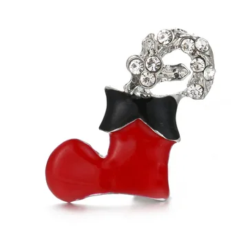

New 20pcs Wholesale New Snap Button Jewelry Rhinestone Christmas socks Snaps for DIY 18mm 20mm Snaps Bracelet for Women