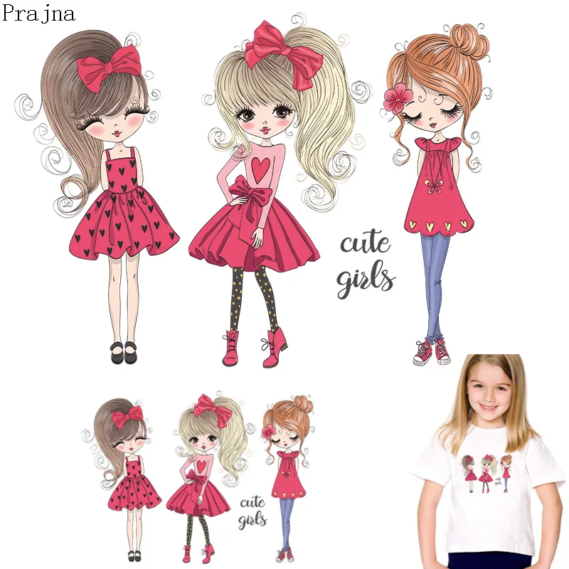 

Prajna Princess Girl Iron On Transfer For Kids Clothes Stripes Iron On Patch Heat Transfer Vinyl Thermal Stickers Applique Badge