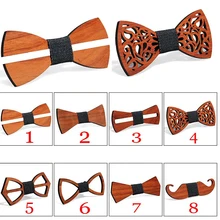 Pajarita de madera de moda para hombres Unisex ahuecado tallado Retro de madera para cuello Corbatas correa ajustable Vintage corbata Corbatas