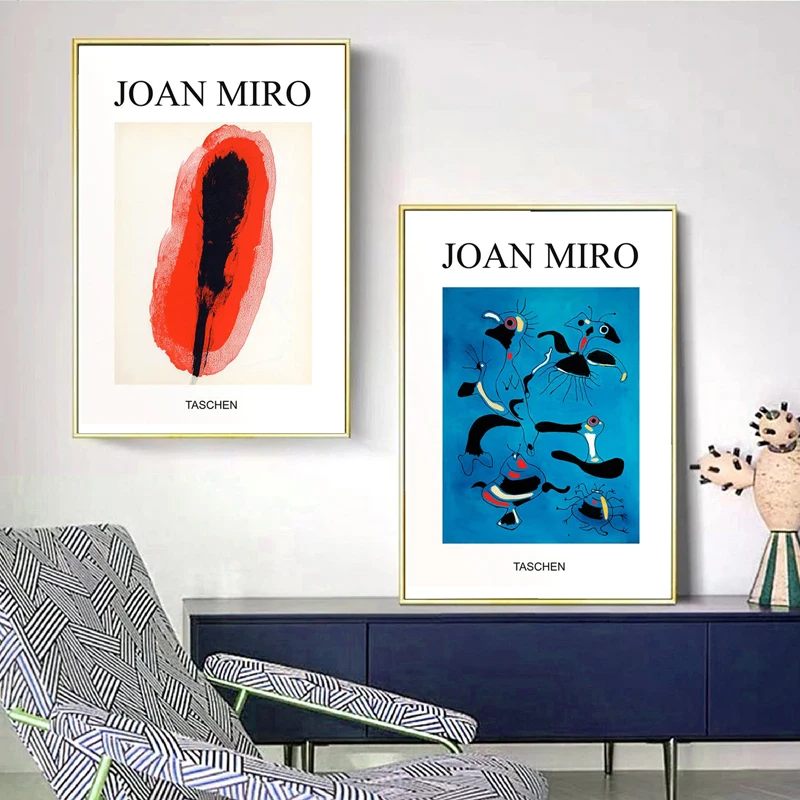 

Joan Miro Exhibition Vintage Abstract Poster Famous Canvas Painting Picture Mid Century Modern Prints Home Wall Art Decor