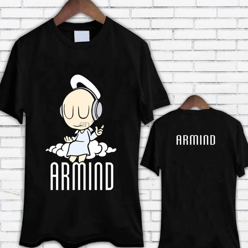 Мужская черная футболка Armind Trance с музыкой Armin Van Buuren Повседневная коротким