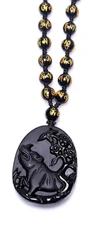 

LETSFUN Fine Jewelry Pure Natural Obsidian DWild Rhino Rhinoceros Bull Ox Animal Pendant Necklace Free Shipping