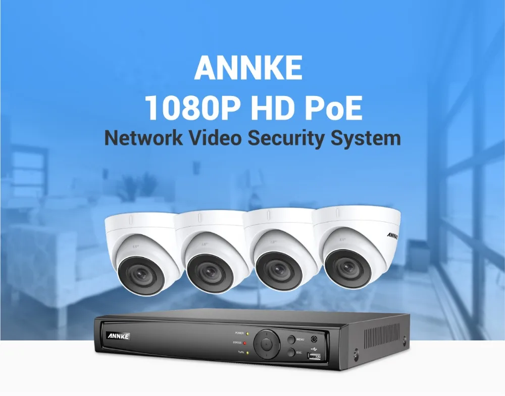 ANNKE 8CH 2MP со сверхвысоким разрешением Ultra HD, POE сетевой видеорегистратор безопасности Системы 8MP H.265 NVR с 4X2 Мп возможностью погружения на глубину до 30 м Ночное видение всепогодный IP CCTV Камера