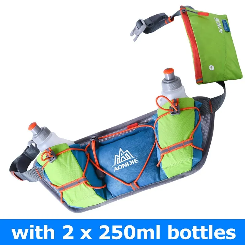 Green-With Bottle AONIJIE E888 Marathon Бег Велоспорт гидратация пояс поясная сумка держатель телефона с 250 мл бутылки для воды - Цвет: Green-With Bottle