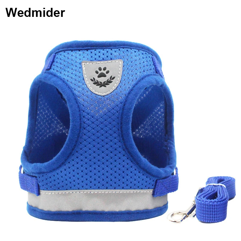 

Dog Harness and Leash Set for Chihuahua Pug Small Medium Nylon Mesh Puppy Cat Harnesses Vest Reflective Walking Lead Leash