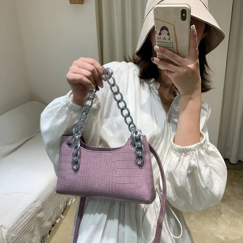 Летняя новая простая модная женская сумка креативная через плечо с крокодиловым