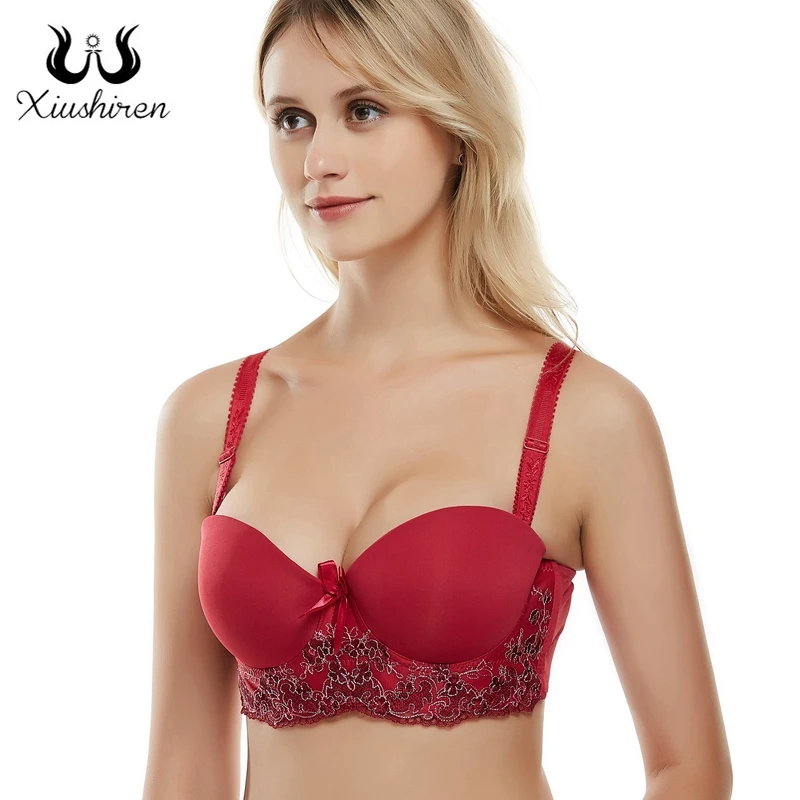 Xiushiren Demi Bras for Women Push Up Underwired B C Cup Adjustable Sexy Bra Smooth Top Lingerie Solid Underwear | Женская одежда