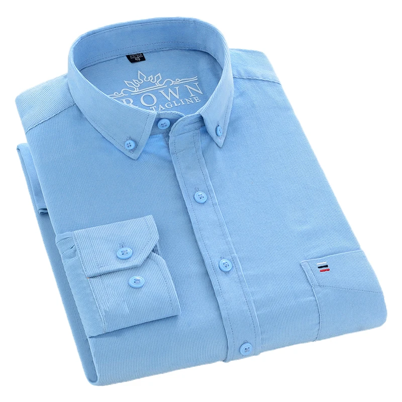 

Aoliwen brand 7xl Autumn winter Warm Quality 100%cotton Corduroy long sleeved button collar smart casual shirts men comfortable