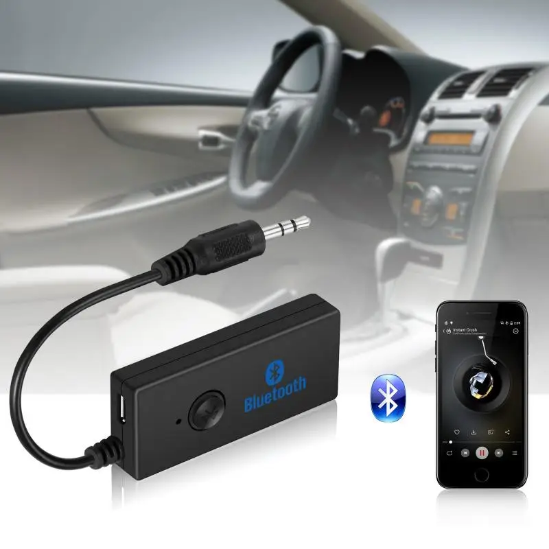 

Car Bluetooth Earphone Wireless Adapter Receiver 3.5mm Jack Convert AUX To Wireless Music Stereo Adapter Mic For Phone TXTB1