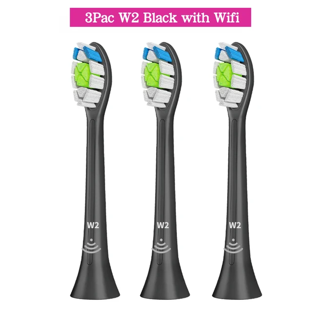 Apply to Philips Sonicare Toothbrush HX6250 HX6530 HX6730 HX6930 Electric Toothbrush Replacement Heads Bluetooth BrushHeads 3Pcs-W2-BK-With Wifi