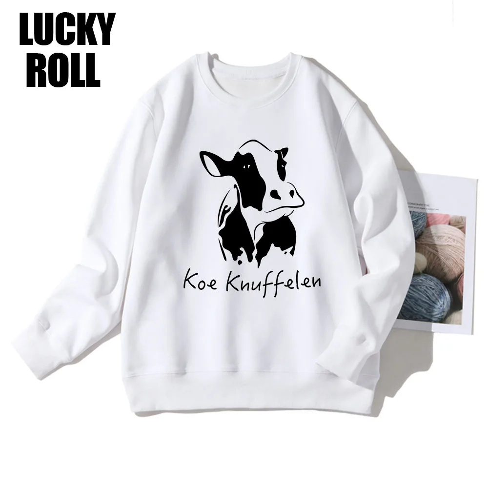 

Womens Sweatshirts Pullover Koe Knuffelen Print Netherlands Relieve Pressure Trendy Hoodies Sudadera Mujer Soft Girl Clothes