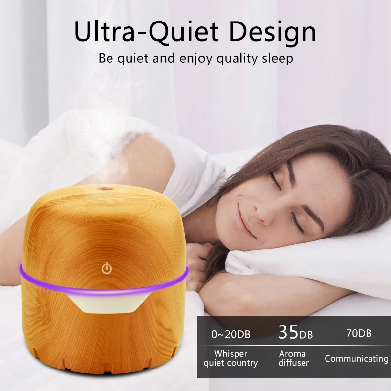 300Ml Ultrasonic Air Humidifier Air Purifier Oil Diffuser Usb Essential for Office Home with 7 Color Change Led Night Light