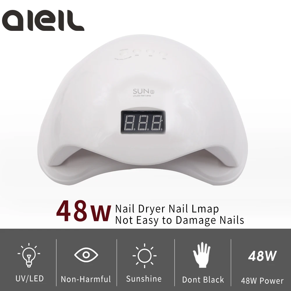  SUN 5 Nail Dryer Lamp For Nail LED UV Lamp 48W Automatic Sensor LCD Time Display Nail Lamp For Curi
