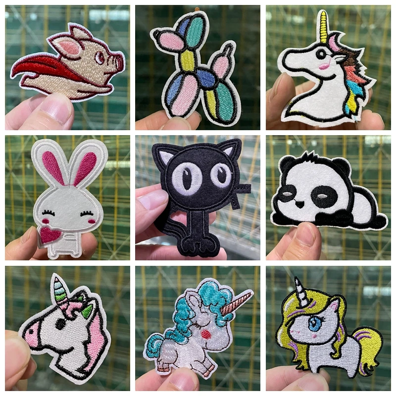 

Prajna Unicorn Cartoon Animal Stripes Applique Patch Cute Embroidered Patches for T-Shirt Iron on Childs Kids Stickers Clothes