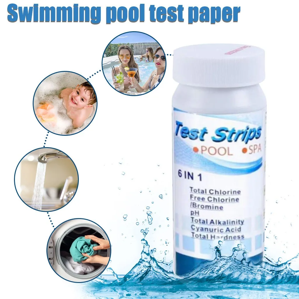 

2 Bottles Of 100PC 6 IN 1 PH Test strips Swim Pool Spa Spa Easy And Fast Detection Of PH