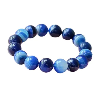 

Men's Stripe Agate Bracelets Blue Tangled Agate Bangles Gift for Women's Fine Jewelry