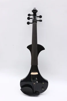 5 String Black 4/4 Electric Silent Violin Wooden Free Case Bow 6.5mm Jack #EV24