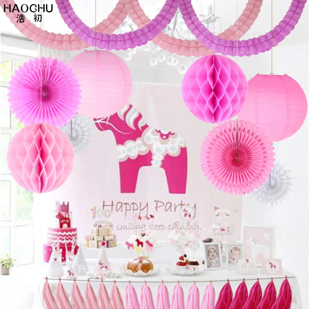 1Set 23pcs Mixed DIY Tissue Paper Tassel/Garland/Lantern/Fans/Honeycomb Balls Party Decorations Wedding Kids Unicorn Birthday