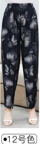 Новые летние брюки женские винтажные с резинкой в талии с принтом Цветочные Элегантные брюки женские повседневные широкие брюки плюс размер XL-5XL LJ665 - Цвет: Photo Color