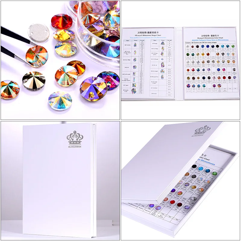 

AAAAA Quality Sew On Rhinestones Color Chart Rich Colors All Shapes Glass Chart B1254