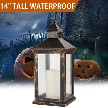

Decorative Candle Lantern Black Outdoor Waterproof Vintage Battery Powered LED Hanging Lantern For Wedding Indoors CLH@8