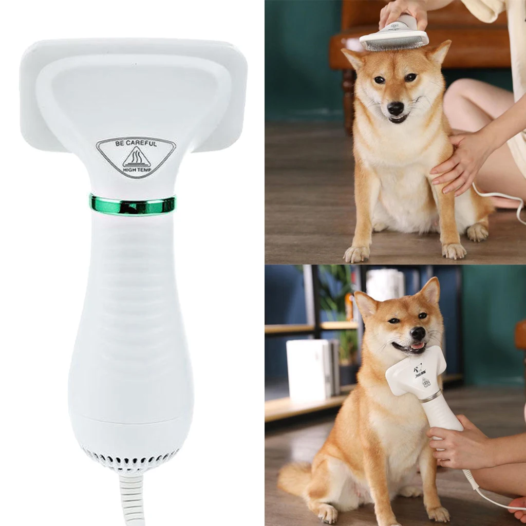 Portable 2-in-1 Pet Hair Dryer Dogs Cats Bathing Blow Brush Home EU Plug