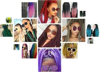 

24inch Ombre Crochet Synthetic Kanekalon Jumbo Braiding Hair Bundles Black Purple Rainbow Braids Fake Hair Extensions