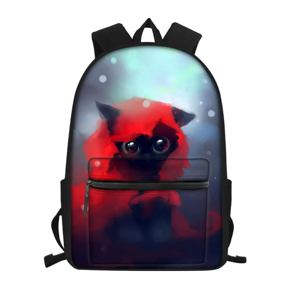 

Fashion Children's Little Canvas Backpack Fantasy Cats Pattern School Book Bags Cartoon Animal Kids Travel Backpacks