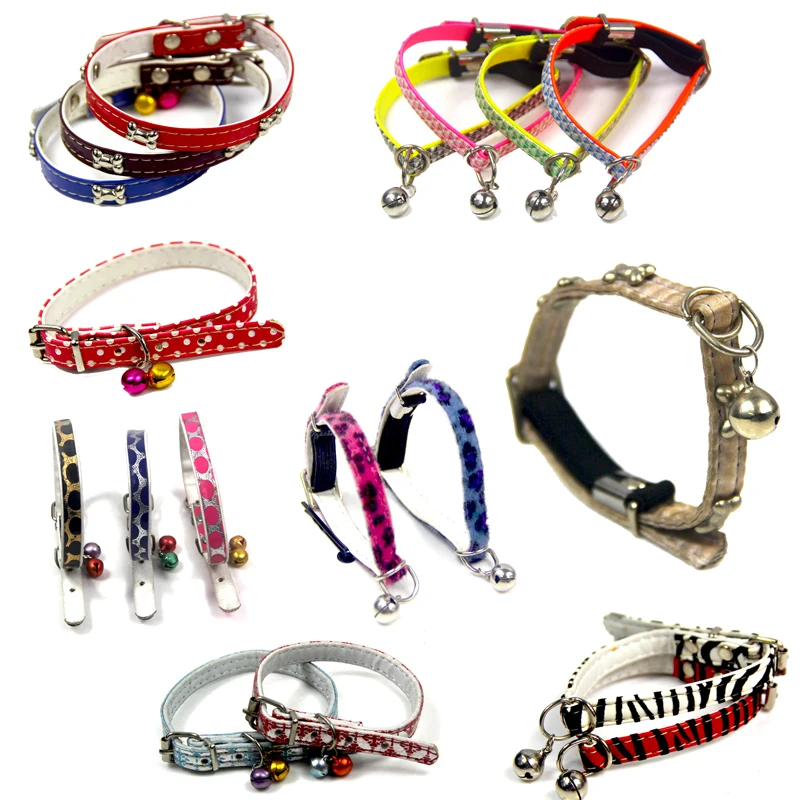 1 PC Cat Dog Collar With Bell Camo Neck Strap Polyester Adjustable Buckle Kitten Puppy Pet Leash Animal Accessories | Дом и сад