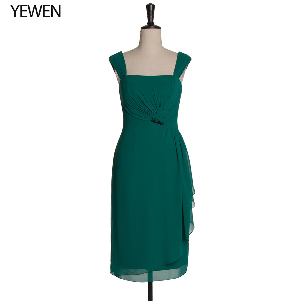 

Cheap Party Evening Dresses 2019 Mother of the Bride dresses Chiffon Lace Long Evening gown Pleated Backless dress Green