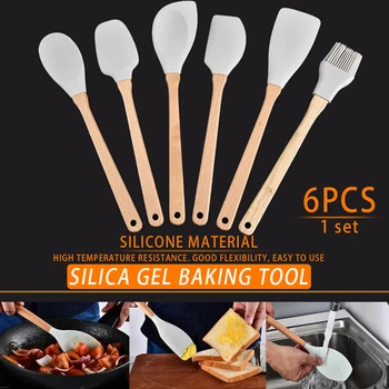 

6Pcs Silicone Cream Scrapers Heat-resistant Non-stick Spatulas Scraper Brush Stir Batter Cake Blender Cooking Tools JDH