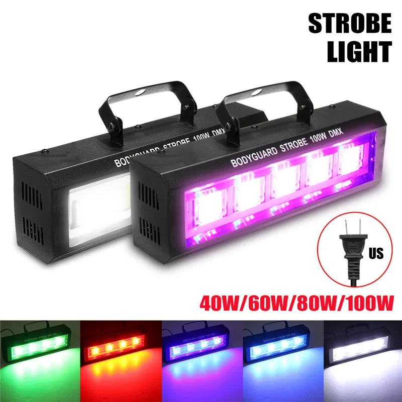 DMX512 светодиодный стробоскоп проблесковый маячок освещения 40/60/80/100 Вт световой эффект освещения Бар Диско диджей звуковой активации лампы штепсельная вилка стандарта США