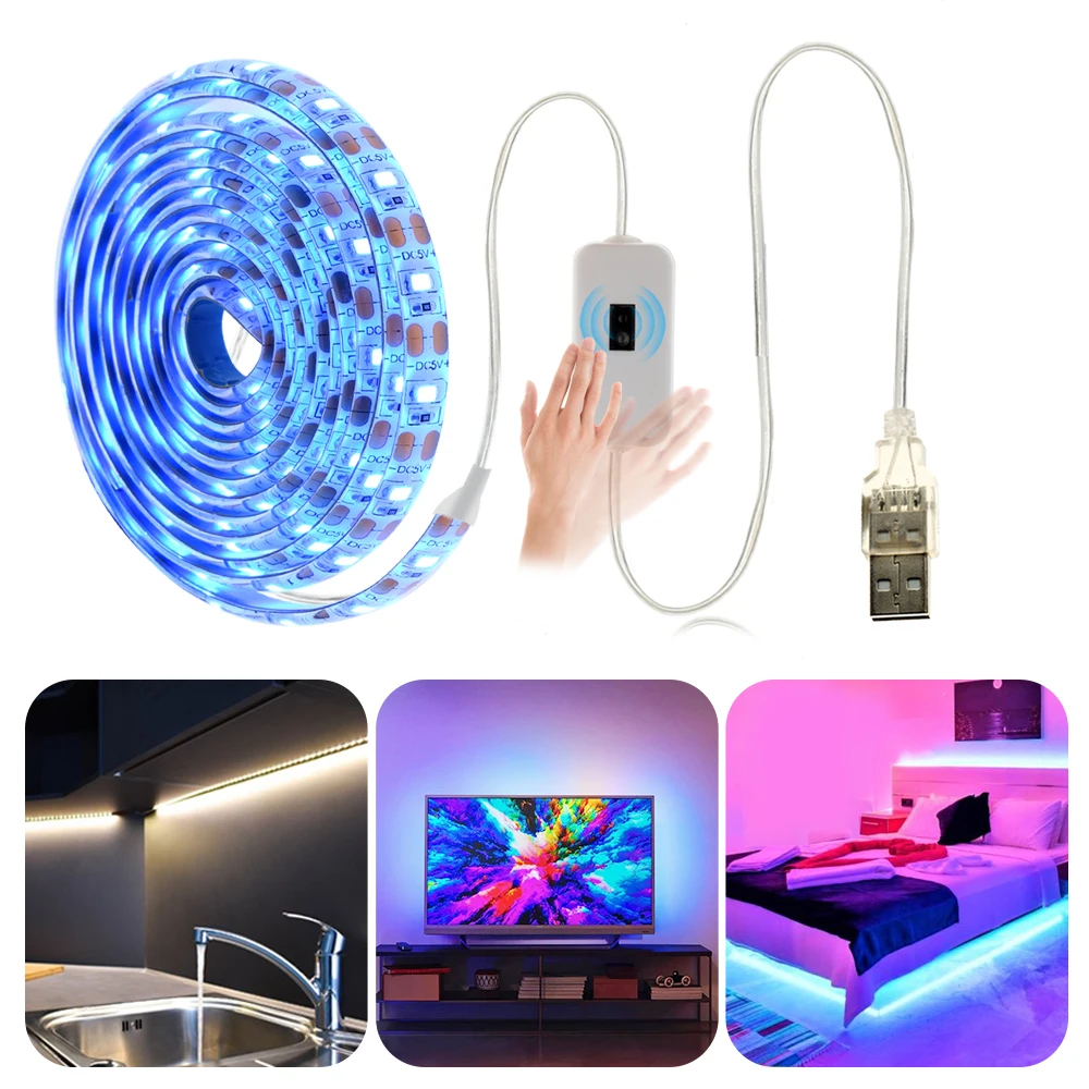 DC5V LED Strip Light USB Touch Sensor Switch LED Backlight TV Kitchen LED  Strip Hand Sweep ON/OFF Flexible LED Diode Tape Ribbon