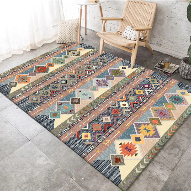 Bohemian Retro Color Geometric Ethnic Style Living Room Bedroom Kitchen Bedside Carpet Floor Mat