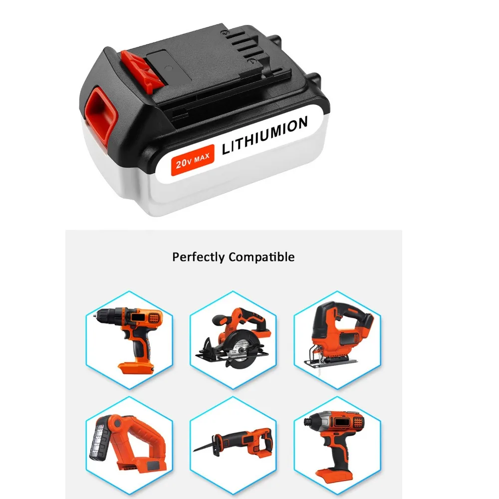 Замена высокого качества 6.0Ah 20V литий-ионная батарея для Black& Decker: LBXR20 LBX4020 LB20 LBX20 LBXR20-OPE