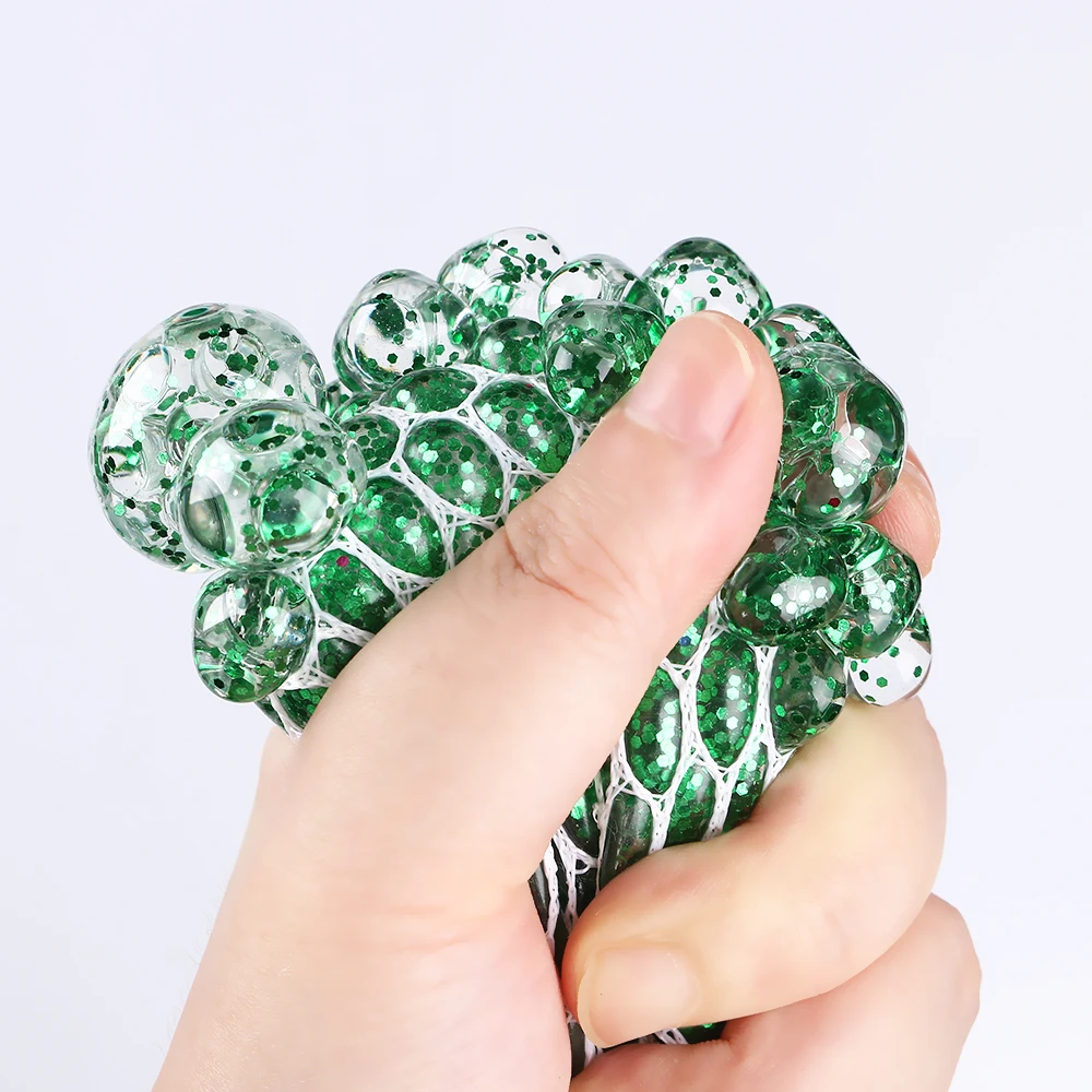 1 шт. Squishies из сетчатой ткани в виде золотого песка винограда мяч блестящие Цвет против стресса успокаивающий Squeeze Давление рельеф детская забавная игрушка в подарок