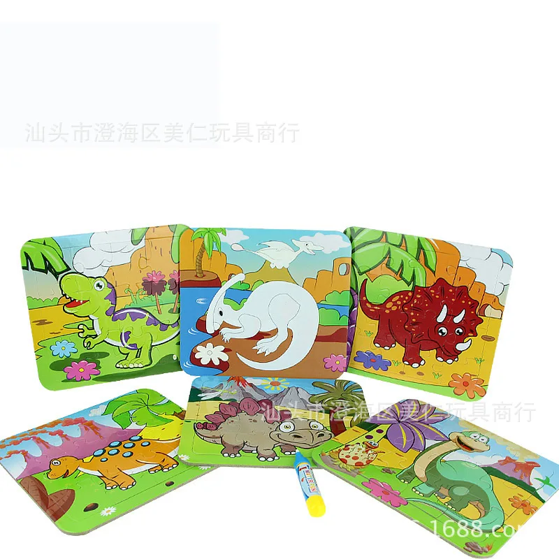 

Dinosaur Jigsaw Puzzle Children Magic Water Painting Board Painted Graffiti Water Explicit Drawing Book Early Childhood Educatio