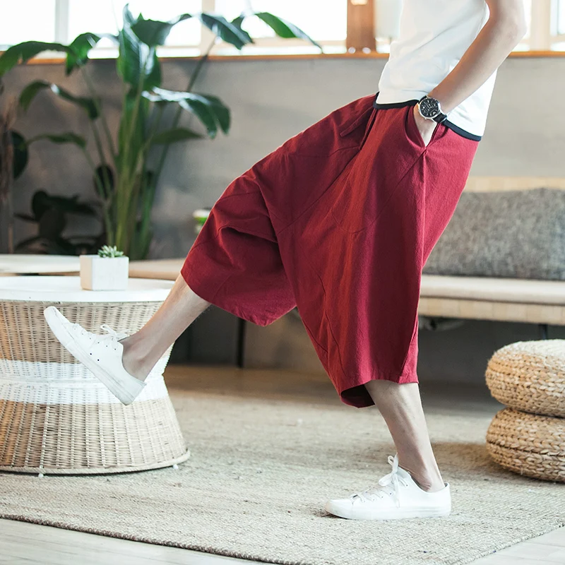 Dropshipping Men Harajuku Harem Pants 2022 Mens Summer Cotton Linen Joggers Pants Male Vintage Chinese Style Sweatpants Fashions 4