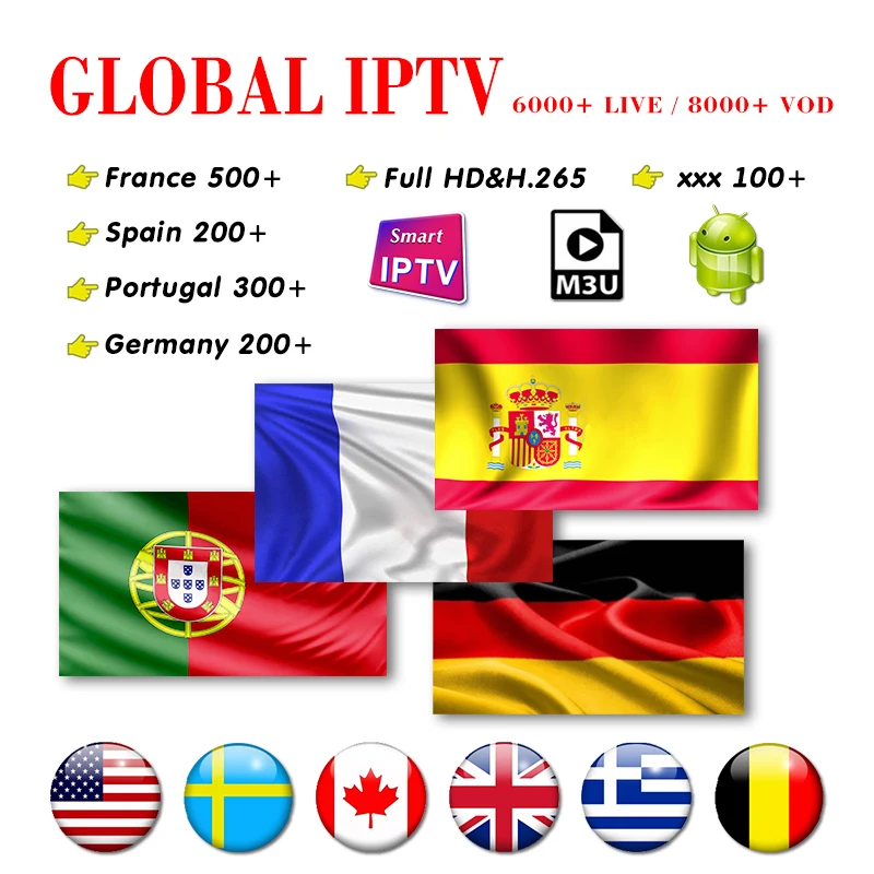 IP tv подписка 7000+ Live Европа Португалия IP tv Франция Германия IP tv Espana США Канада IP tv M3U для Android коробка Smart tv