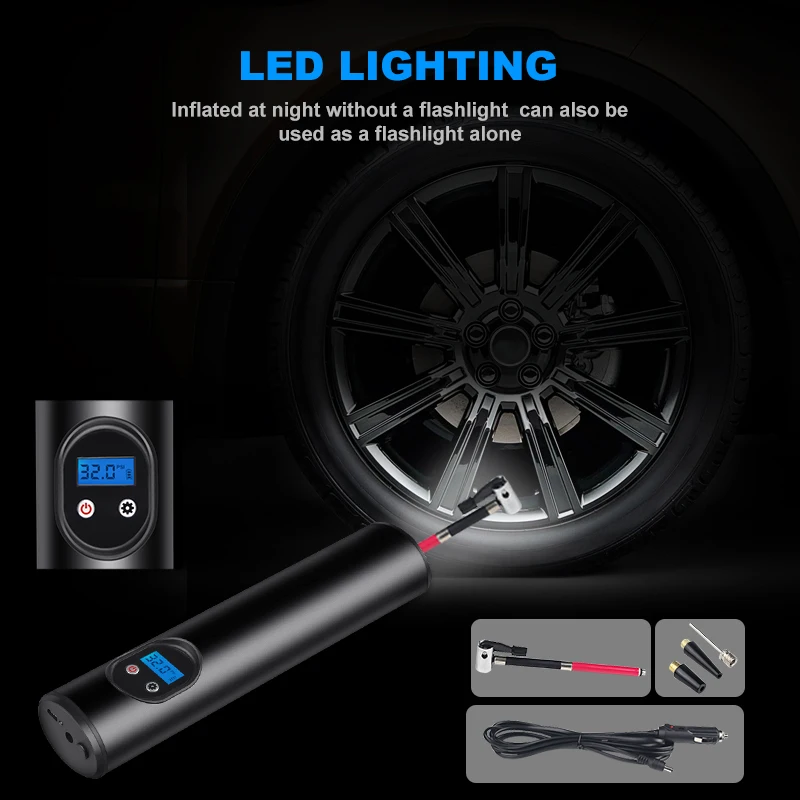 

Auto Emergency Tyre Inflator 12v Air Compressor Car Mini Portable Pump 150Psi Digital Led Light Pump Tire For Motorcycle Ball