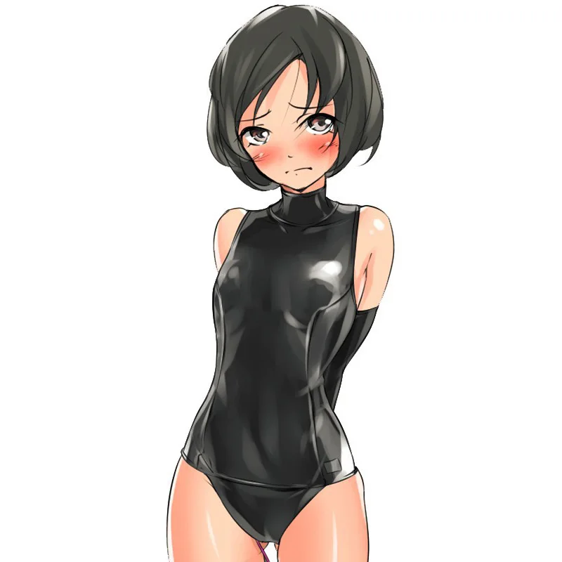 Сексуальное боди горничной из искусственной кожи с высоким воротником и