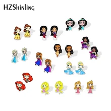 Новинка Принцесса Жасмин акриловые серьги Белль Мулан Анна термоусадочные серьги эпоксидные милые девушки Снежная королева серьги-гвоздики